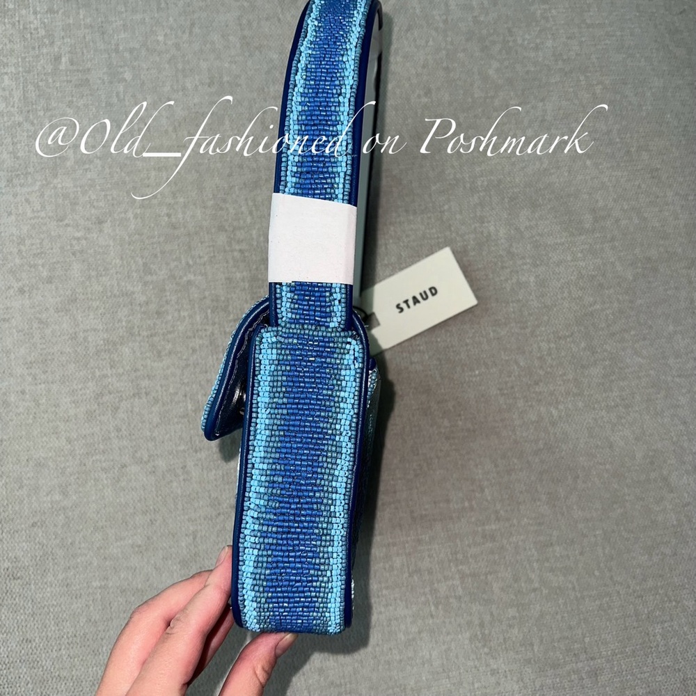 Price Firm - STAUD Tommy Ombré Striped Beaded Shoulder Bag in Ride the Wave - Picture 7 of 11